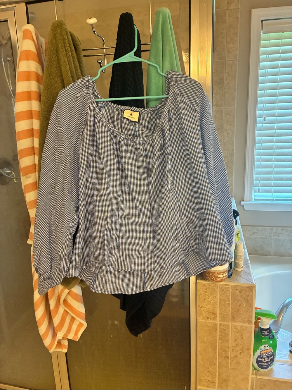 Tuckernuck Blue Gingham Peasant Blouse